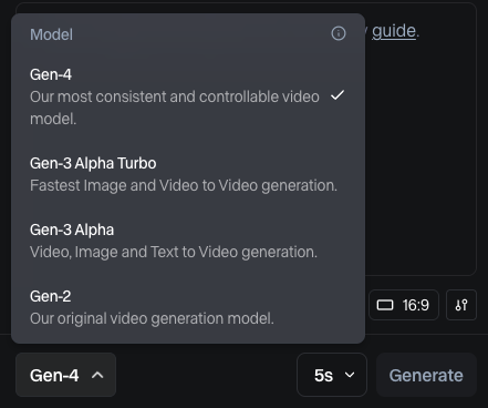 צילום מסך של שימוש בgen-4 של runway